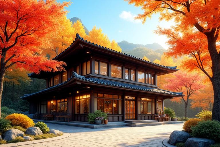 秋のカフェ外観