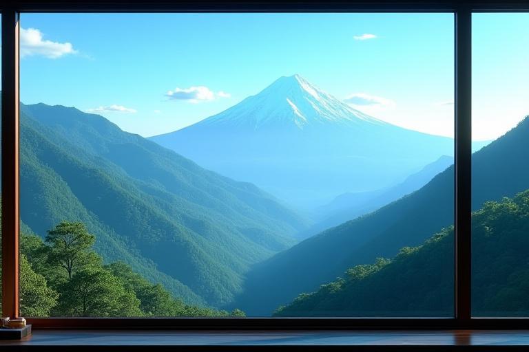 カフェからの山の絶景