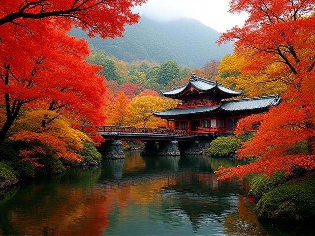 日光国立公園の紅葉と寺院