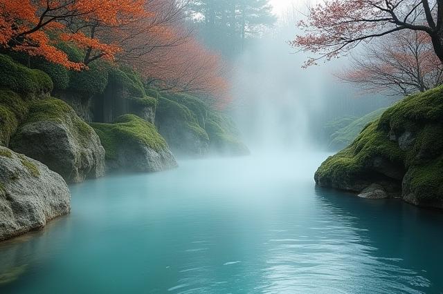 美しい露天風呂の温泉