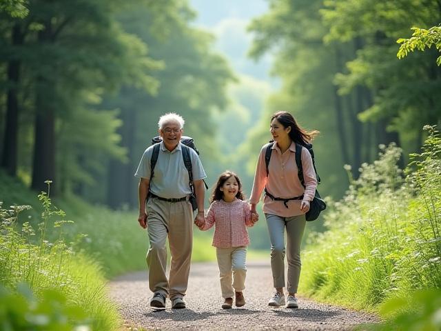 山で楽しむ家族の笑顔
