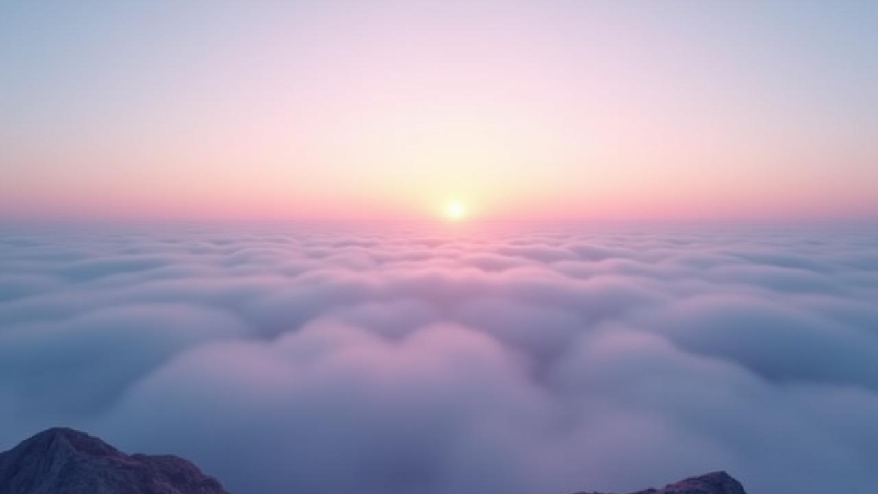早朝の山から望む壮大な雲海